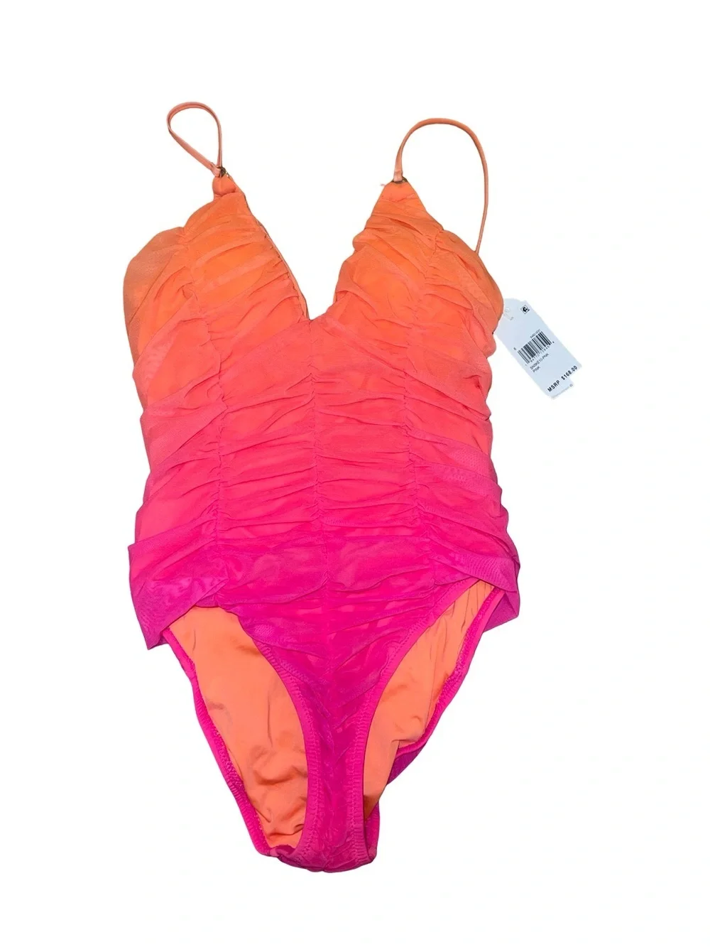 Sunshine 79 Ombre Illusions Plunge Swimsuit Pink Orange NWT size 6